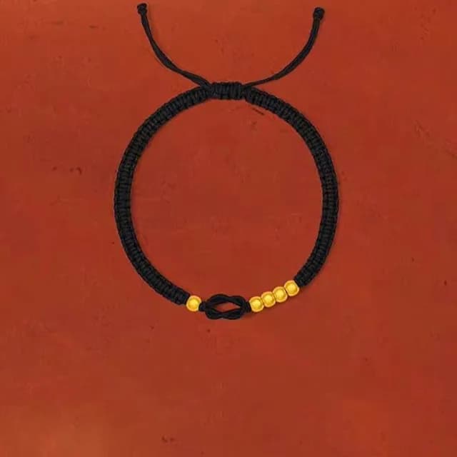 【Penny珮妮】黃金999一生一世轉運金珠黑色手繩(母親節 送男友 交換禮物 生日 情人節 尾牙 新年 結婚)