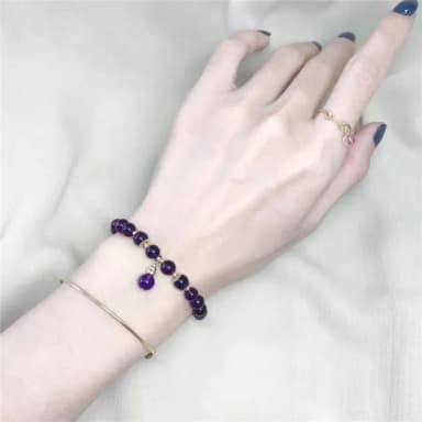 【A&R】招財開運  天然烏拉圭紫水晶 14k包金手鍊附精美禮盒(平安 智慧 人緣 貴人 禮物 納福 結緣 生日禮)
