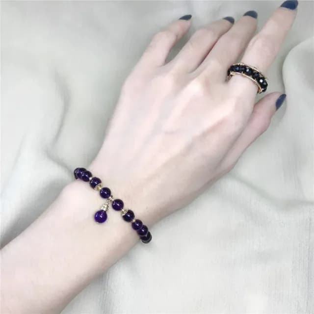 【A&R】招財開運  天然烏拉圭紫水晶 14k包金手鍊附精美禮盒(平安 智慧 人緣 貴人 禮物 納福 結緣 生日禮)