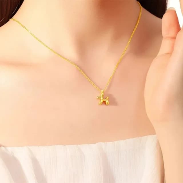 【Penny珮妮】黃金999氣球狗吊墜項鍊(母親節 生日禮物 送閨蜜 交換禮物 送女友 尾牙 新年 結婚)