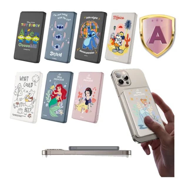 【Disney 迪士尼】P-160 10000mAh 20W 超薄磁吸無線充行動電源(米奇/三眼怪/維尼/小美人魚/灰姑娘)