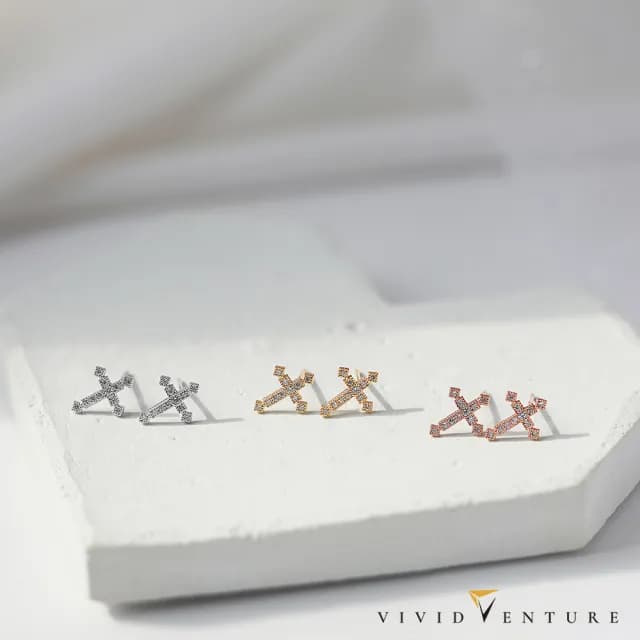 【Vividventure 亞帝芬奇】14K 10分 天然鑽石 鑽石 耳環 任選 恩典記號 NO.56(白K金色/玫瑰金色/黃K金色)