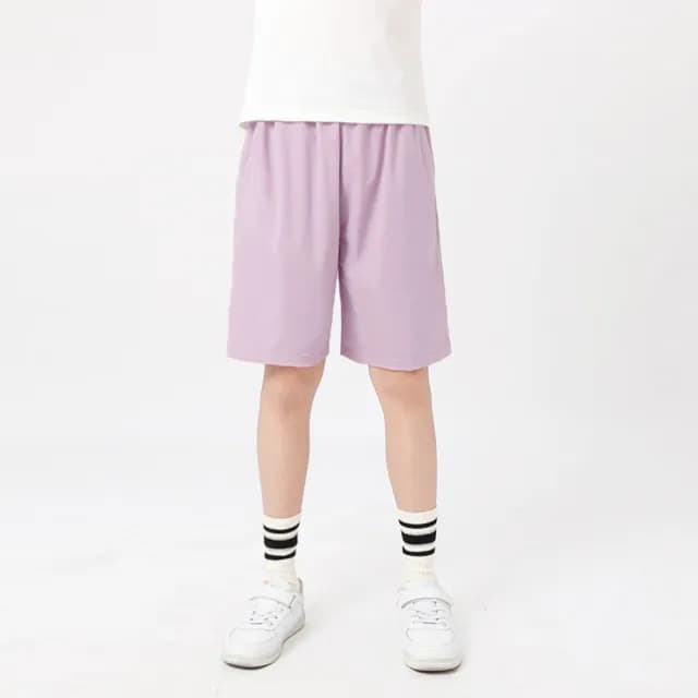【橘魔法】大童 涼感冰絲純色短褲(運動褲 褲子 中褲 五分褲 速乾 快乾 中性款 男童 女童 兒童 童裝)