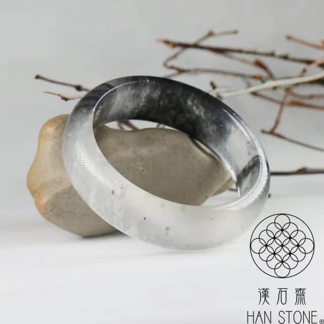 【漢石齋】情人節禮物 天然水沫玉 寬版手鐲玉鐲 玻璃種飄花(手圍18.2/版寬19.1mm)