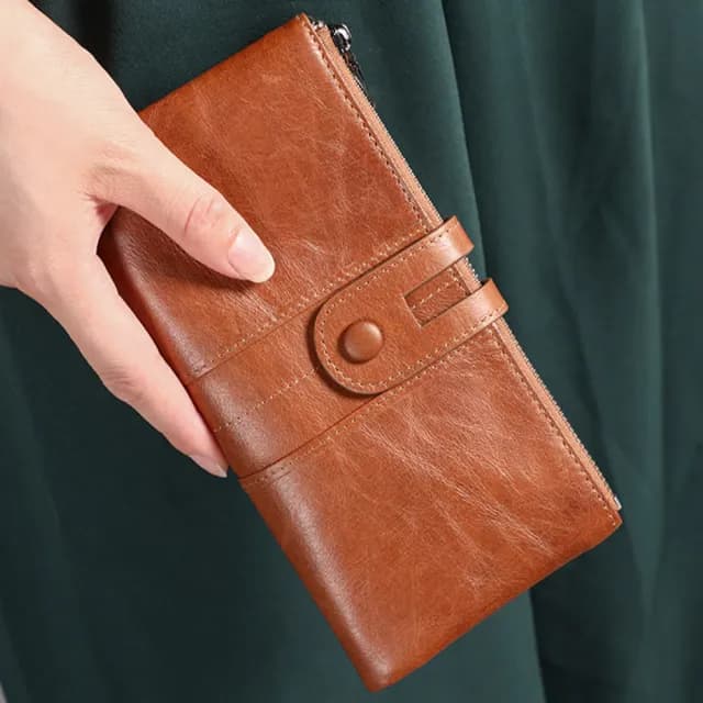 【MoonDy】包包 女真皮包包 長夾 牛皮長夾 手機錢包 真皮包包 女士錢包  女用錢包 皮包 牛皮包 拉鍊長