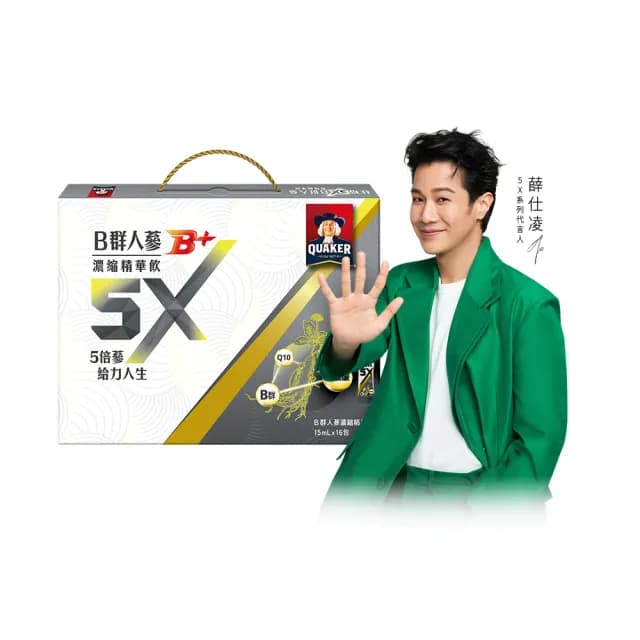 【QUAKER 桂格】5X B群人蔘濃縮精華飲禮盒15mlx×16入×1盒(共16入 送禮推薦)