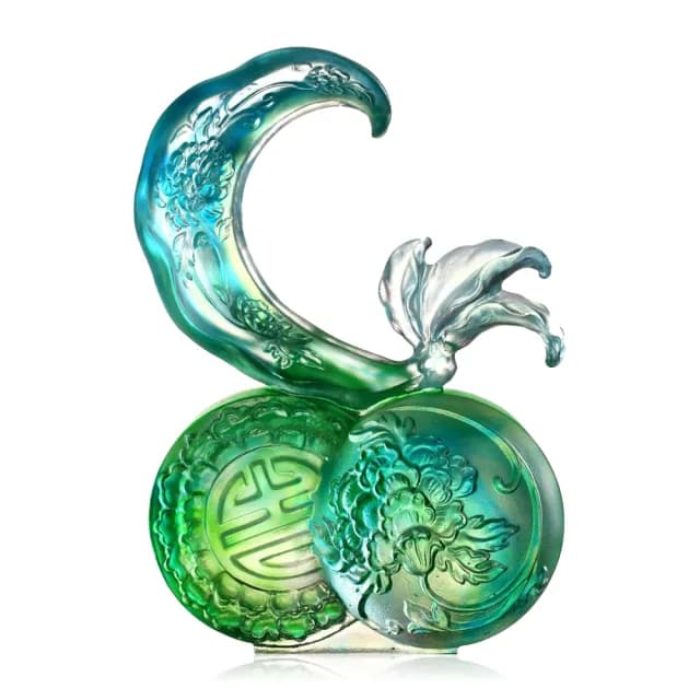 【琉璃工房 LIULI】喜報春 橘和柿 入厝禮轉任/感謝(送禮/琉璃/禮物/水晶/藝術品/禮贈/企業)
