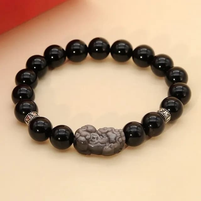 【LEEHER】父親節禮物 黑曜石手鍊/s925純銀/手串/銀飾/招財手鍊/六字箴言手串/復古手鍊/手工串珠/貔貅手鍊/
