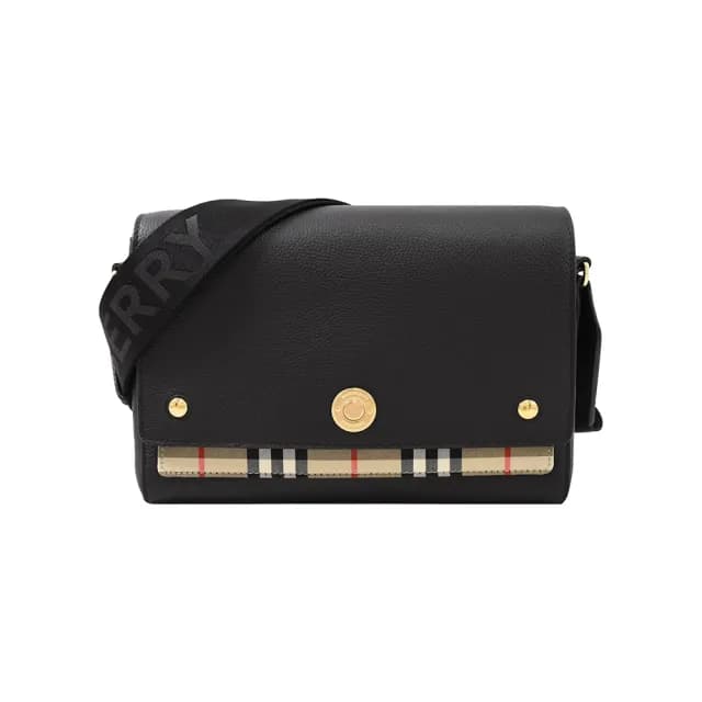 【BURBERRY 巴寶莉】8021110 黑 Vintage格纹(HACKBERRY翻蓋斜背包)