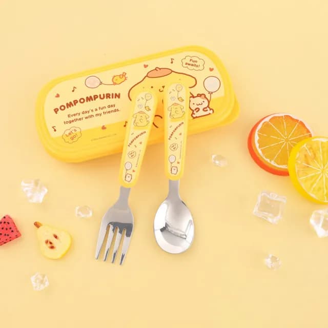 【優貝選】三麗鷗 酷洛米/美樂蒂/布丁狗/大耳狗/帕恰狗 兒童學習叉匙餐具套組(平輸品)