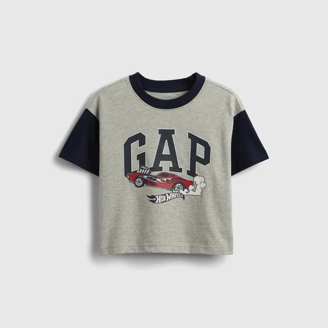 【GAP】男幼童裝 Logo純棉印花圓領短袖T恤-灰色(779239)