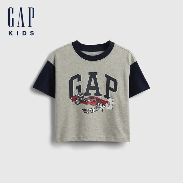 【GAP】男幼童裝 Logo純棉印花圓領短袖T恤-灰色(779239)