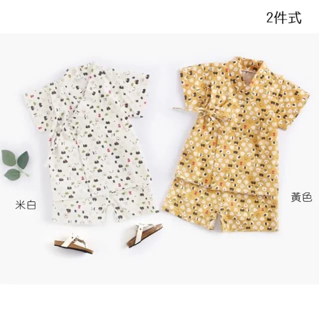 【橘魔法】滿印熊貓飯糰日式和服套裝(浴衣 和服 連身衣 造型服 男童 兒童 童裝)
