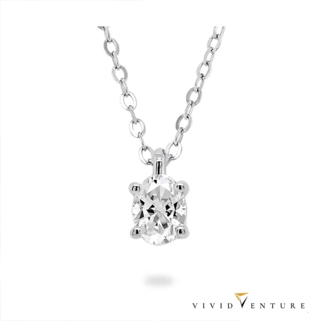 【Vividventure 亞帝芬奇】GIA 30分 ESI1 橢圓形 天然鑽石 鑽石 項鍊 幸福點滴(14K金台+14K金鍊)