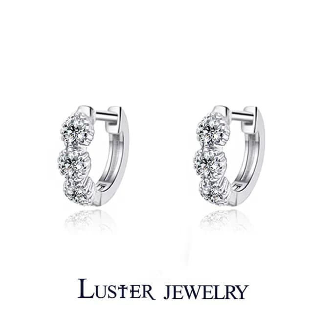 【Luster】情人節禮物!10分 D/VS 培育鑽 純銀 鑽石耳環 耳扣(培育鑽石X6總重0.60ct)