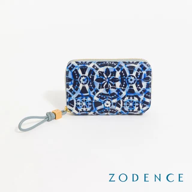 【ZODENCE 佐登司】LISBON進口真皮葡式花磚卡片零錢包(藍/真皮/2025新款上市/)