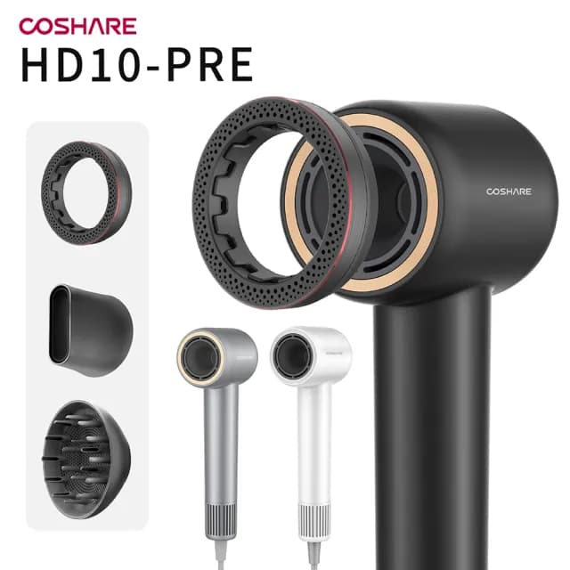 【COSHARE】高速吹風機 禮盒組 HD10-PRE(負離子 BLDC 護髮香氛環 吹嘴 烘罩)