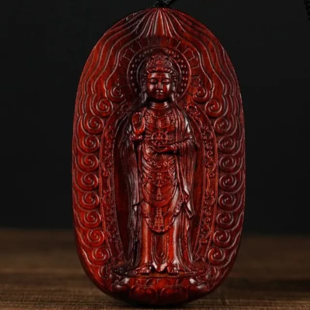 【KT DADA】紫檀木 項鍊 本命項鍊 本命年 出入平安 觀世音菩薩 保平安 木雕 守護神 佛牌項鍊 南海觀音