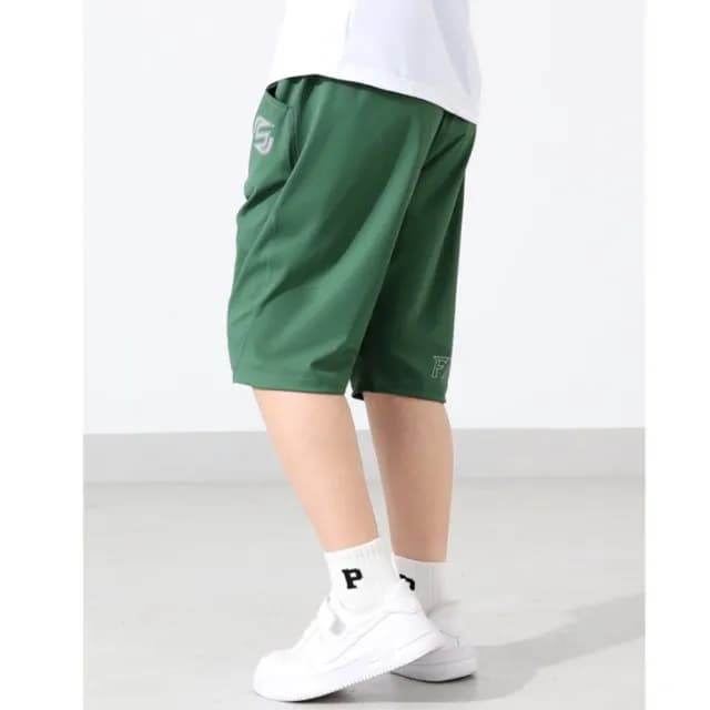 【橘魔法】大童 冰絲涼感銀字母短褲(運動褲 褲子 中褲 五分褲 速乾 快乾 男童 兒童 童裝)