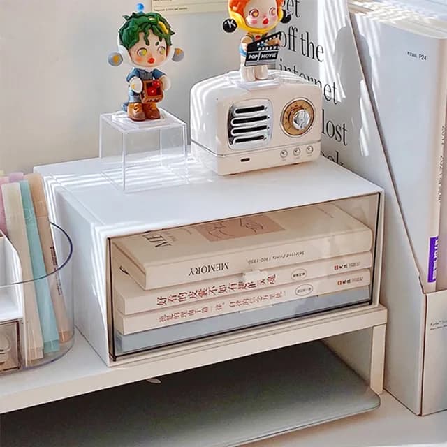 【Airy 輕質系】可疊層加高單抽透明抽屜收納盒(書本收納盒/文具收納盒/化妝保養品收納盒)