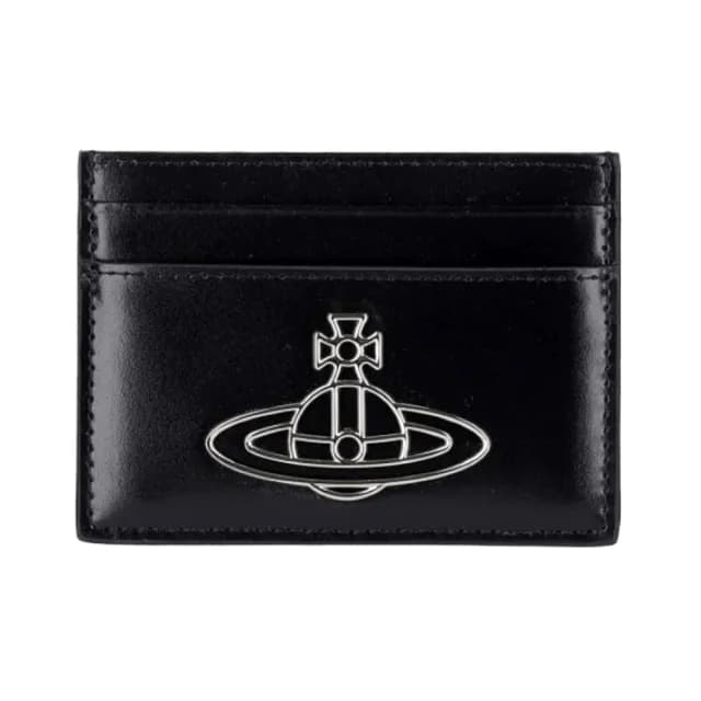 【Vivienne Westwood】春夏新款 品牌LOGO 亮面漆皮卡夾(黑色)