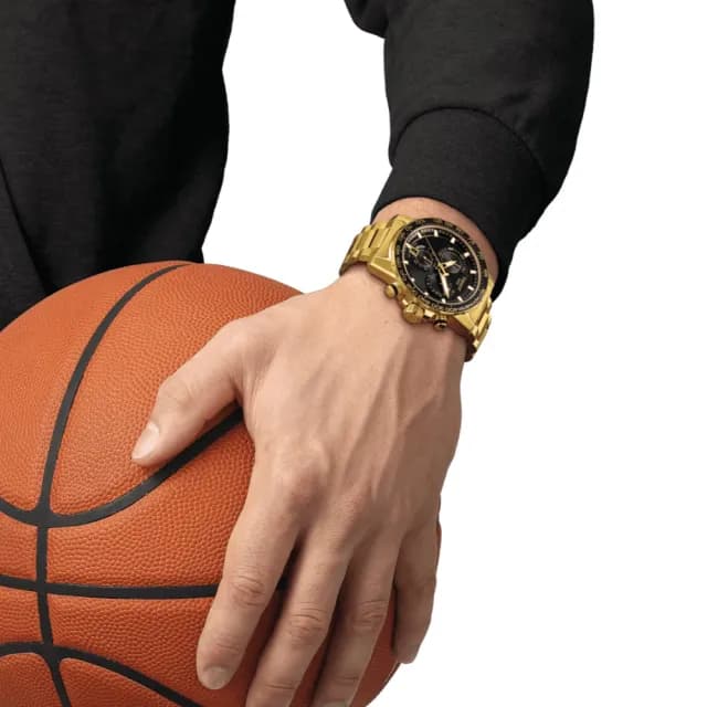 【TISSOT 天梭】黑金時尚 三眼計時腕錶  畢業禮物 送禮 推薦(T1256173305101)