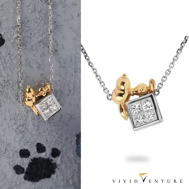 【Vividventure 亞帝芬奇】史努比 14K 40分 天然鑽石 鑽石 項鍊 星光夢境(SNOOPY聯名系列 NO.022)