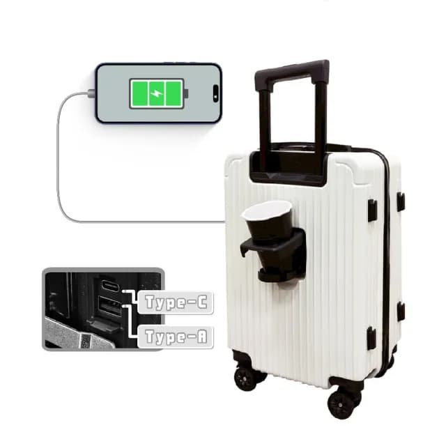 【路比達】多巴胺20吋升級版行李箱(杯架升級 USB充電 側邊掛勾 加厚防撞行李箱)