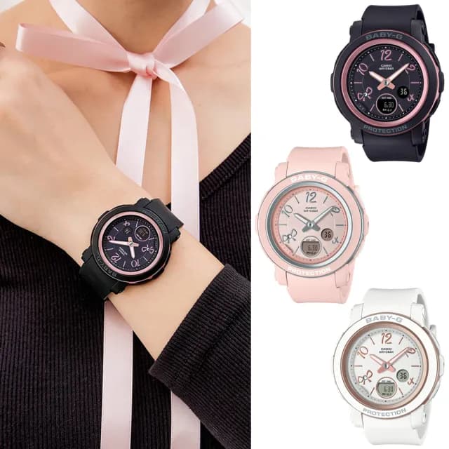 【CASIO 卡西歐】BABY-G 甜美緞帶雙顯手錶-3款可選(BGA-290RA-1A/BGA-290RA-4A/BGA-290RA-7A)