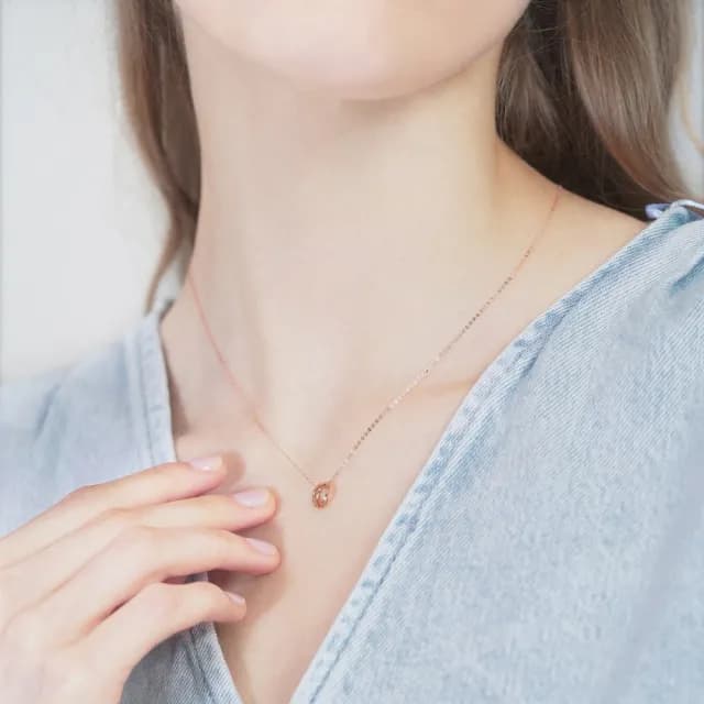 【點睛品】網路獨家款 環環相扣 18K玫瑰金項鍊