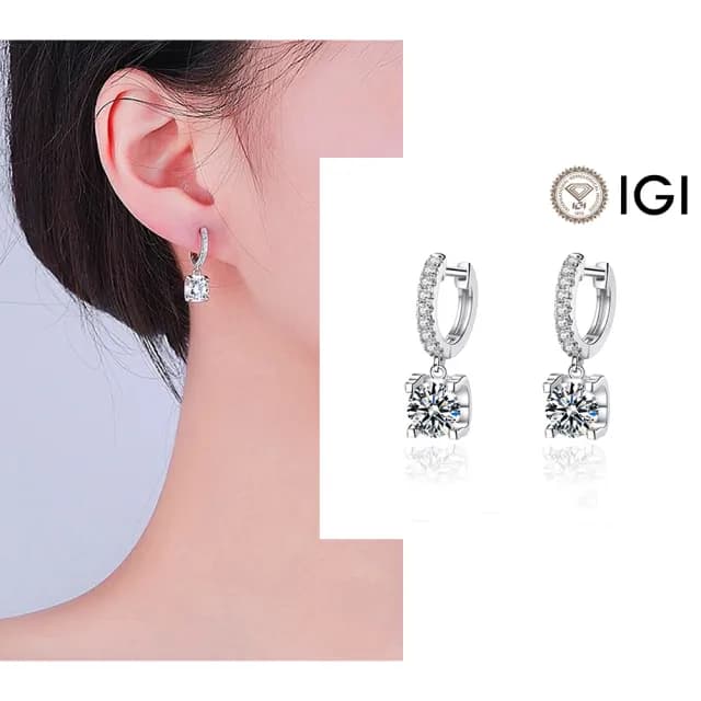 【Luster】情人節禮物!IGI 50分 D VS 培育鑽 純銀 鑽石耳環 耳扣(IGI培育鑽石X2總重1.00ct)