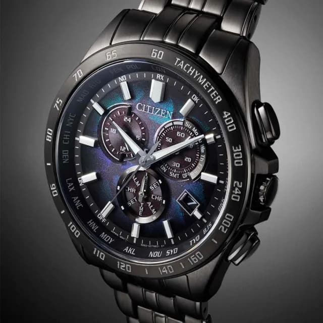 【CITIZEN 星辰】100週年限量宇宙幻彩電波世界時區光動能計時男錶 黑 43mm 雙11 送禮 現貨(CB5878-56E)