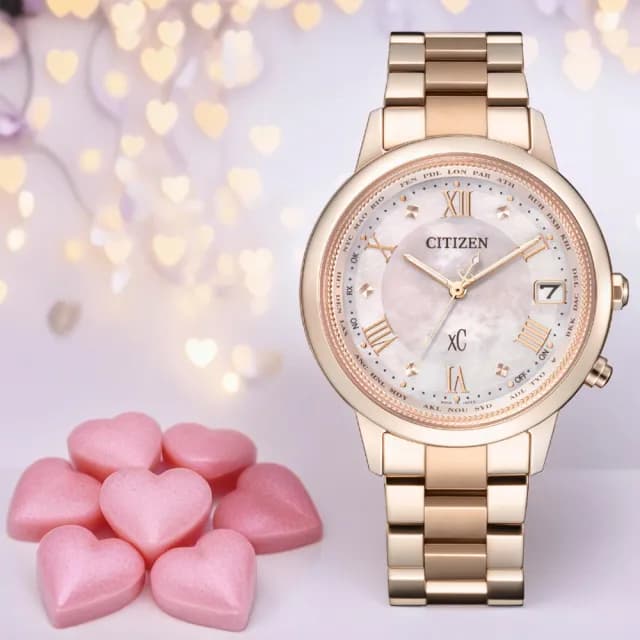 【CITIZEN 星辰】代言人廣告款韶光櫻花粉輕奢電波鈦金屬光動能女錶 玫瑰金36mm 雙11 送禮 現貨(CB1137-65W)