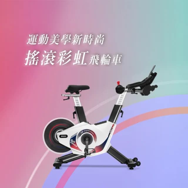 【BGYM 比勁】S977 高精度磁控後驅飛輪車『搖滾彩虹』(Zwift/台灣製造/健身腳踏車/室內腳踏車/技師安裝)