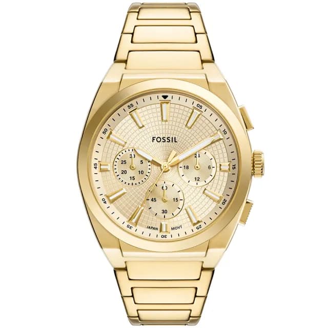 【FOSSIL】Everett 時尚三眼計時手錶-金/44mm 男錶 禮物 送禮 推薦(FS6119)