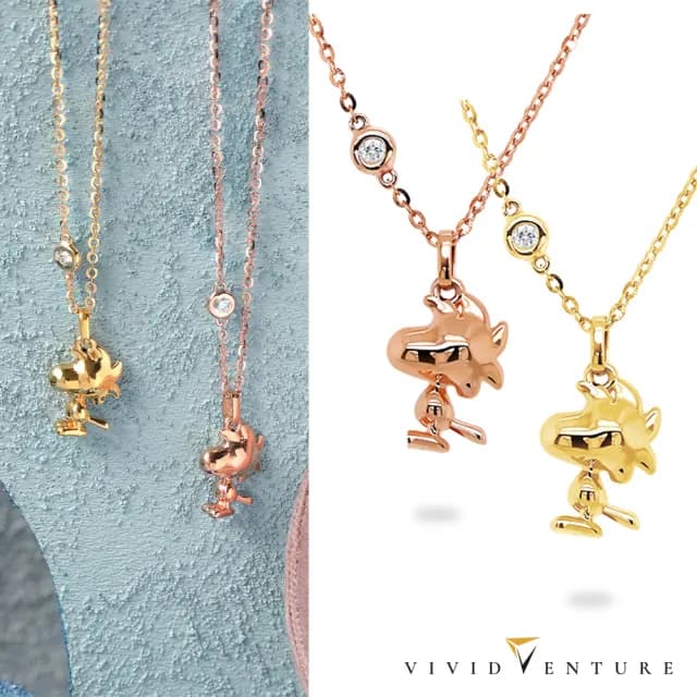【Vividventure 亞帝芬奇】史努比 14K 3分 天然鑽石 鑽石 項鍊 陽光摯友 任選款(SNOOPY聯名系列 NO.011)