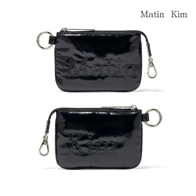 【MATIN KIM】官方旗艦 LOGO縫線迷你小物包 零錢包(黑色)