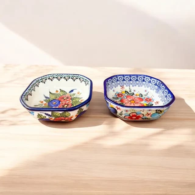 【Royal Duke】波蘭風手繪陶瓷蘸料碟★四入組(入厝禮 交換禮物 餐具 餐盤 點心盤 花草藝術風 手工)