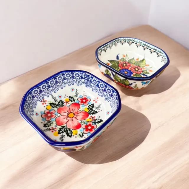 【Royal Duke】波蘭風手繪陶瓷蘸料碟★四入組(入厝禮 交換禮物 餐具 餐盤 點心盤 花草藝術風 手工)
