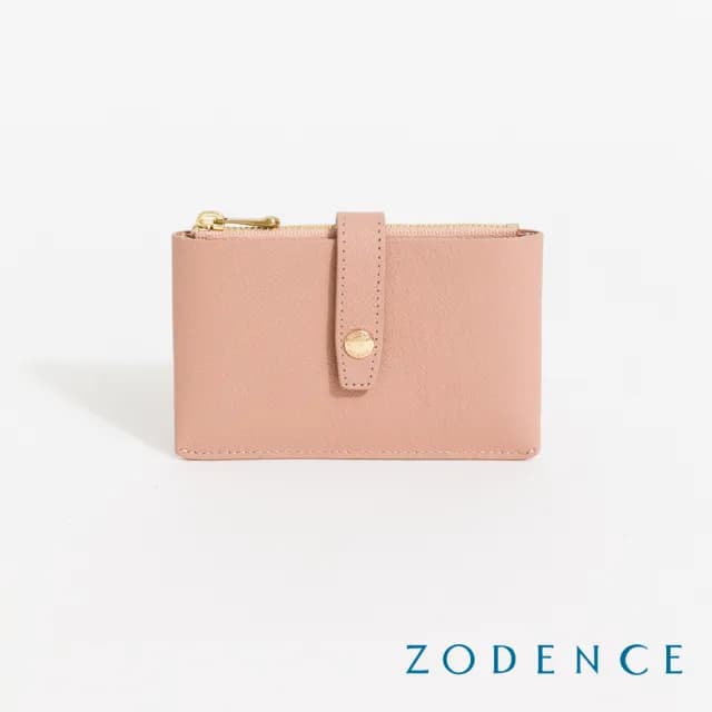 【ZODENCE 佐登司】MAG進口牛皮多功能零錢包(櫻粉)