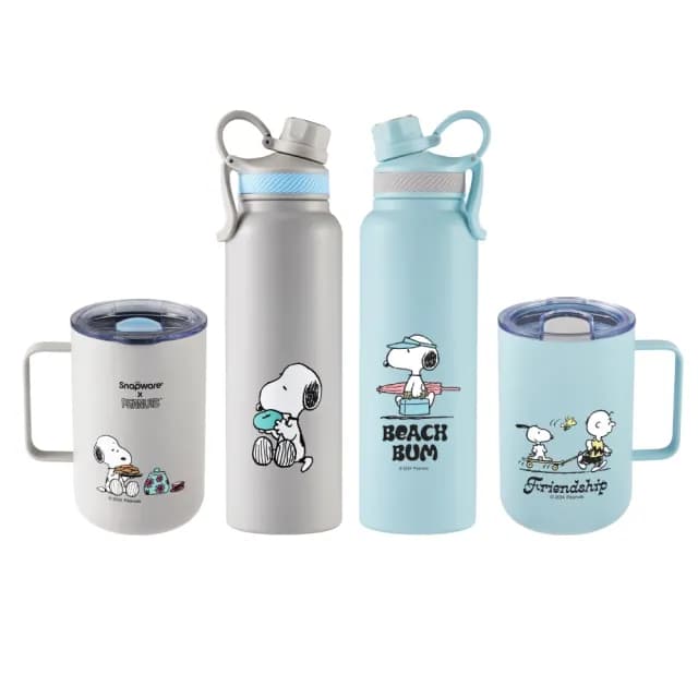 【CorelleBrands 康寧餐具】Snoopy保溫保冰杯鋅陶瓷620ml/不鏽鋼1200ml(四款任選-海灘假期/陽光早午餐)