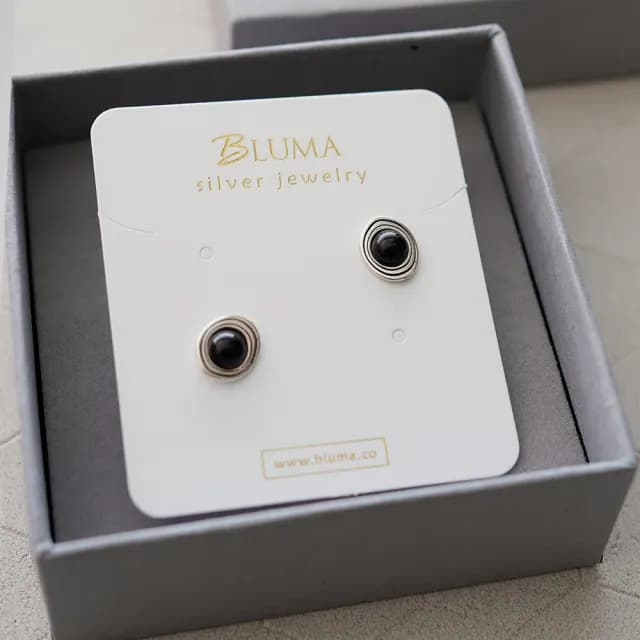 【BLUMA】黑瑪瑙耳環 男生耳環 宙斯之眼925純銀耳環(個性簡約 復古 情侶飾品 男生禮物 情人節)