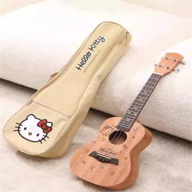 【超微米】初學者入門樂器 HelloKitty尤克裏裏 23寸吉他 小女孩閨蜜兒童學生朋友生日禮物(初學者尤克里里)