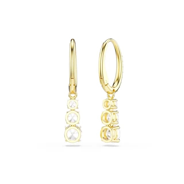 【SWAROVSKI 施華洛世奇】Stilla Attract 大圈耳環 圓形切割 白色 鍍金色
