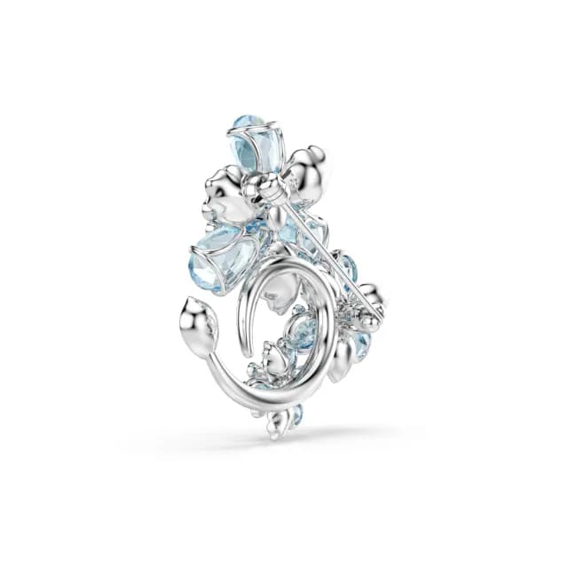 【SWAROVSKI 施華洛世奇】Idyllia 胸針 混合式切割 花朵 藍色 鍍白金色(情人節禮物)