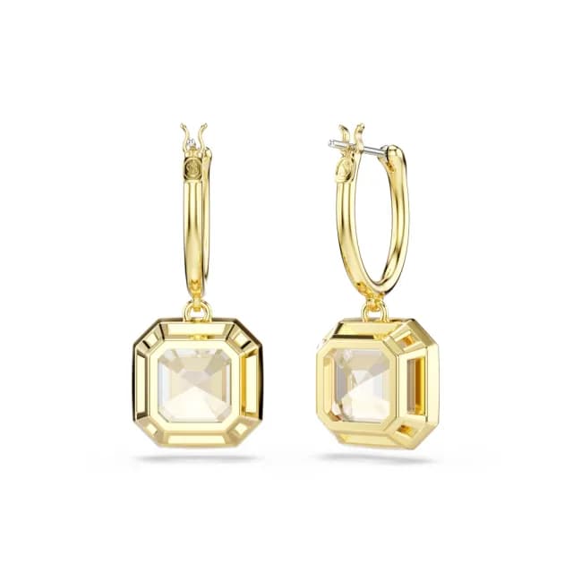 【SWAROVSKI 施華洛世奇】Millenia 水滴形耳環 方形切割 焦糖色 鍍金色