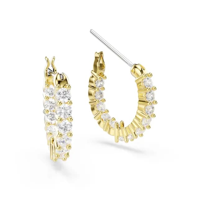 【SWAROVSKI 施華洛世奇】Matrix Vittore 大圈耳環 圓形切割 白色 鍍金色