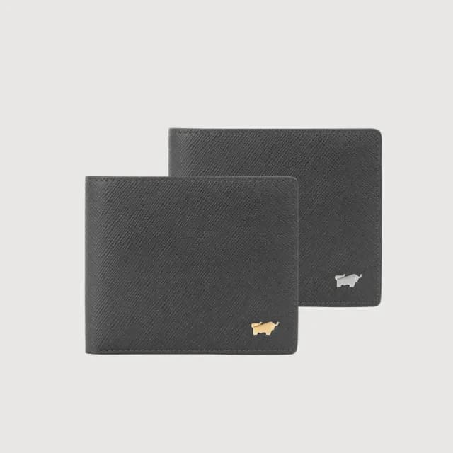 【BRAUN BUFFEL 德國小金牛】台灣總代理 尚恩A 8卡中間翻零錢袋短夾-黑色(情人節禮物/BF354-318-BK)