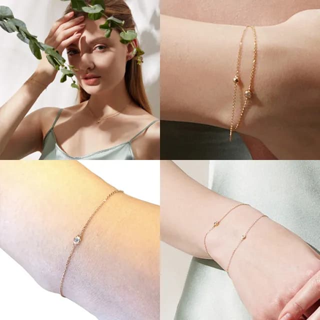 【BRILLMOND JEWELRY】天然鑽石手鍊18K金經典優雅(三色選)
