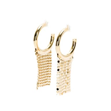 【Paco Rabanne】Pixel Hoop 圈形金屬垂墜耳環(金)